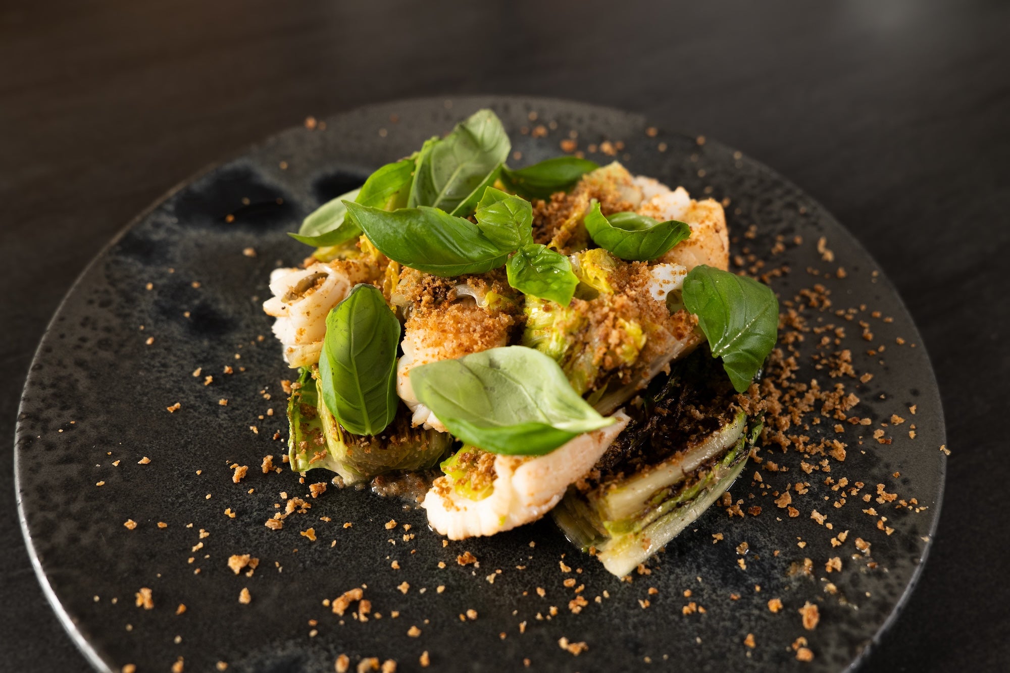 Christian Puglisi: Flash-Seared Squid with Grilled Romaine Lettuce