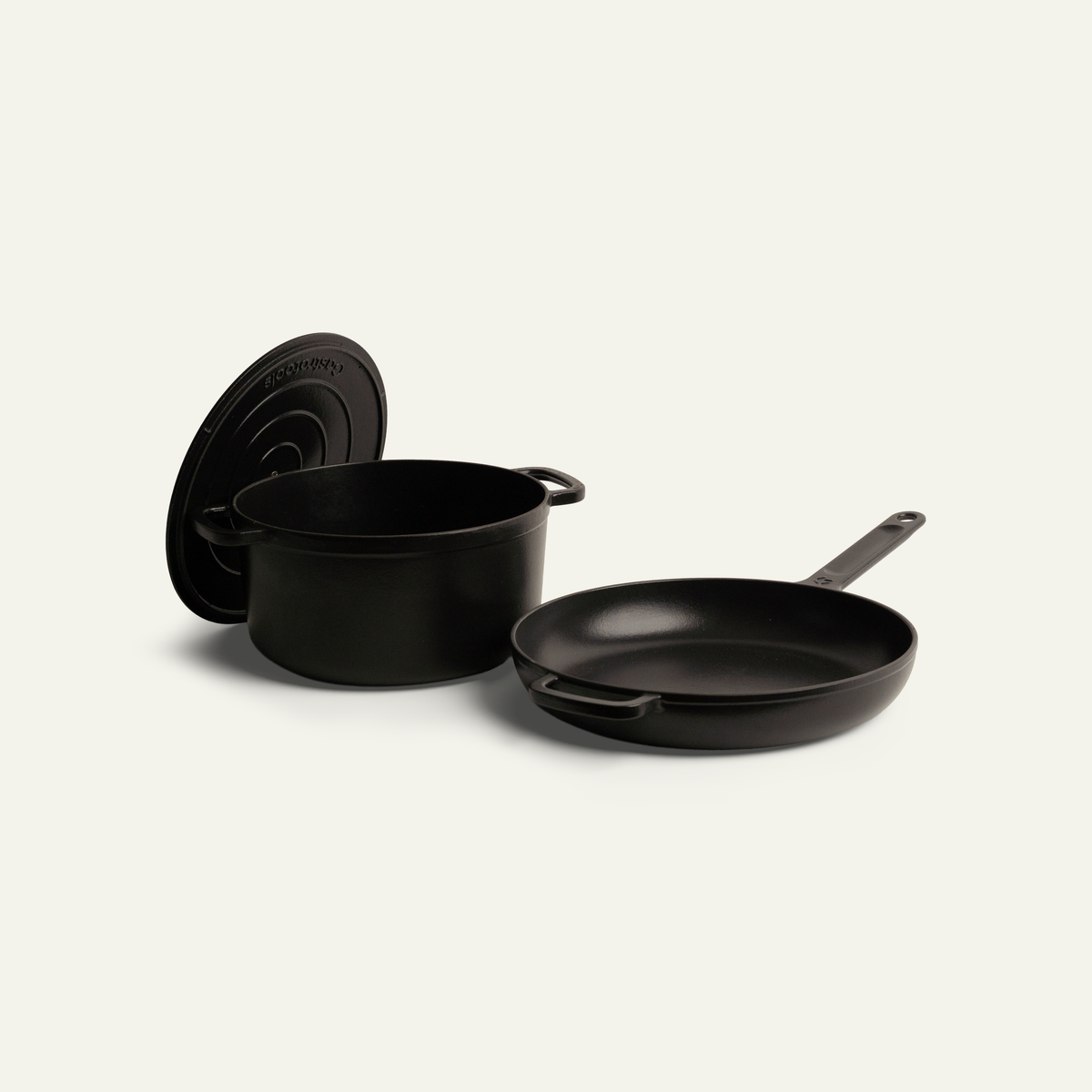 Emailliertes Gusseisen-Set – Mattschwarz